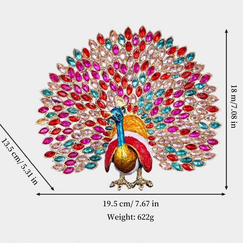 Peacock Shape Jewelry Storage Box Multicolor Inlaid Gem Organizer Exquisite Enameled Alloy Storage Jar Earrings Ring Unique Gift