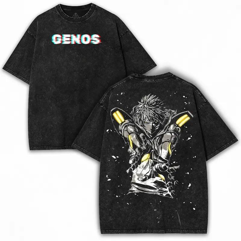

Genos One-Punch Man Anime Graphic T Shirt Harajuku Vintage Washed T-shirt Men Women Clothing Oversized Cotton Short Sleeve Tees S