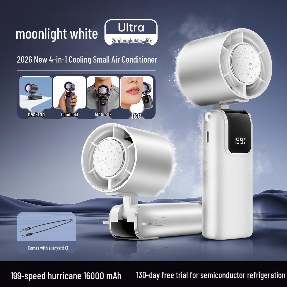 2026 Portable Handheld Fan: 199-Speed Refrigeration Folding Fan with Turbine Ice Pack