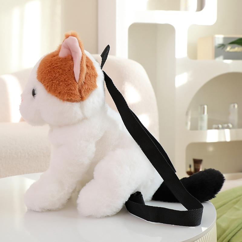Katzen-Plüschrucksack Nachbildung Kawaii Plüschtier Puppe Pelztasche Kinderrucksack Umhängetasche Mini-Rucksack Taschen Geschenke für Freundin