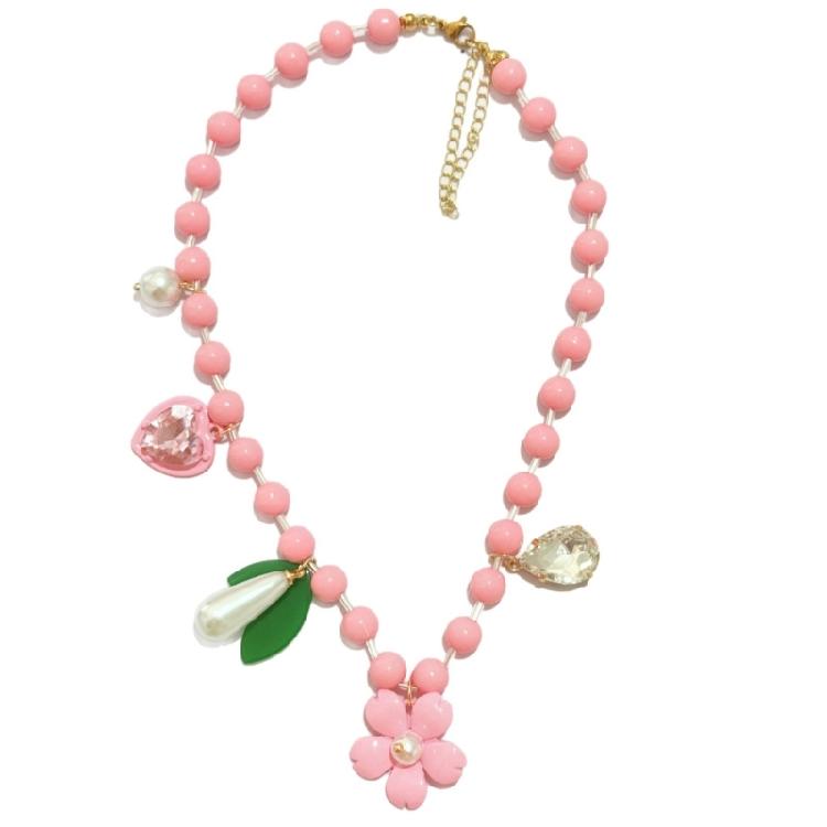 

Dainty Flower Love Bead Necklace User Friendly Material Feminine Jewelry Gift Floral Bead Necklace Accessory For Her 1