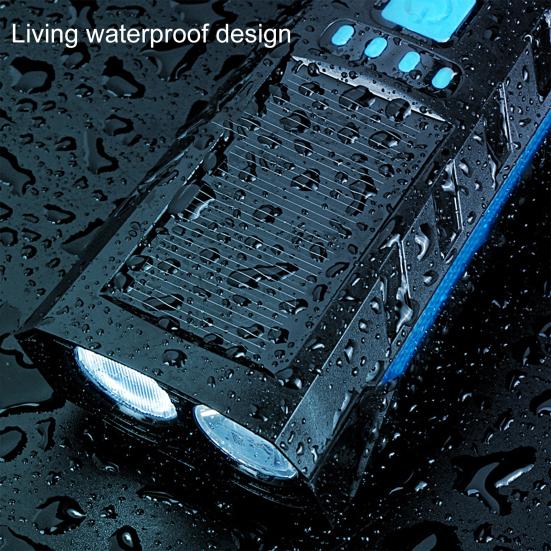 1 Set Bicycle Double Light Waterproof Loud Speakers High Brightness 3 Modes Light Illumination Dual Light Solar Charging Strong Light for Outdoor