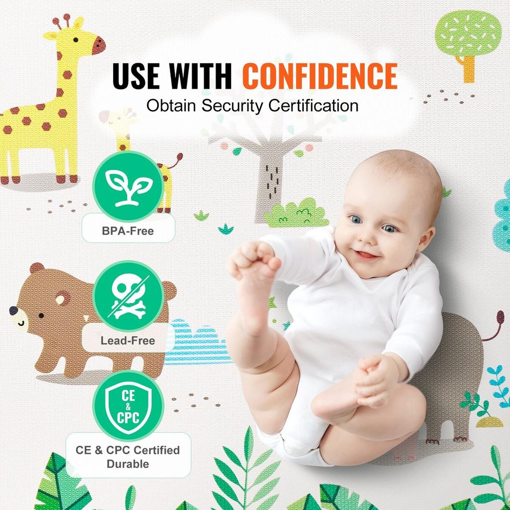 55"x82" Baby Play Mat Kids Crawling Soft Activity Floor Playmat 2 Side