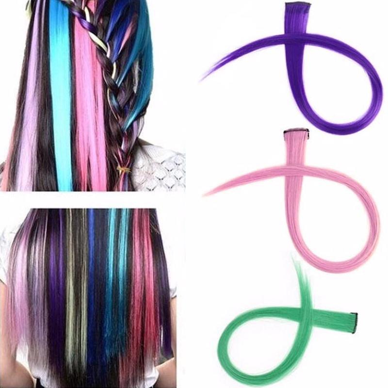 55cm Ombre Hairpieces For Women Multicolor False Hair Synthetic Hair Extensions