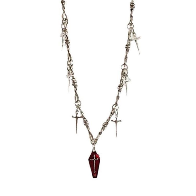 Fashionable Gothic Inspired Crucifix Pendant Necklace with Alloy Chain Vintage Jewelry Accessory Unisex Accessories
