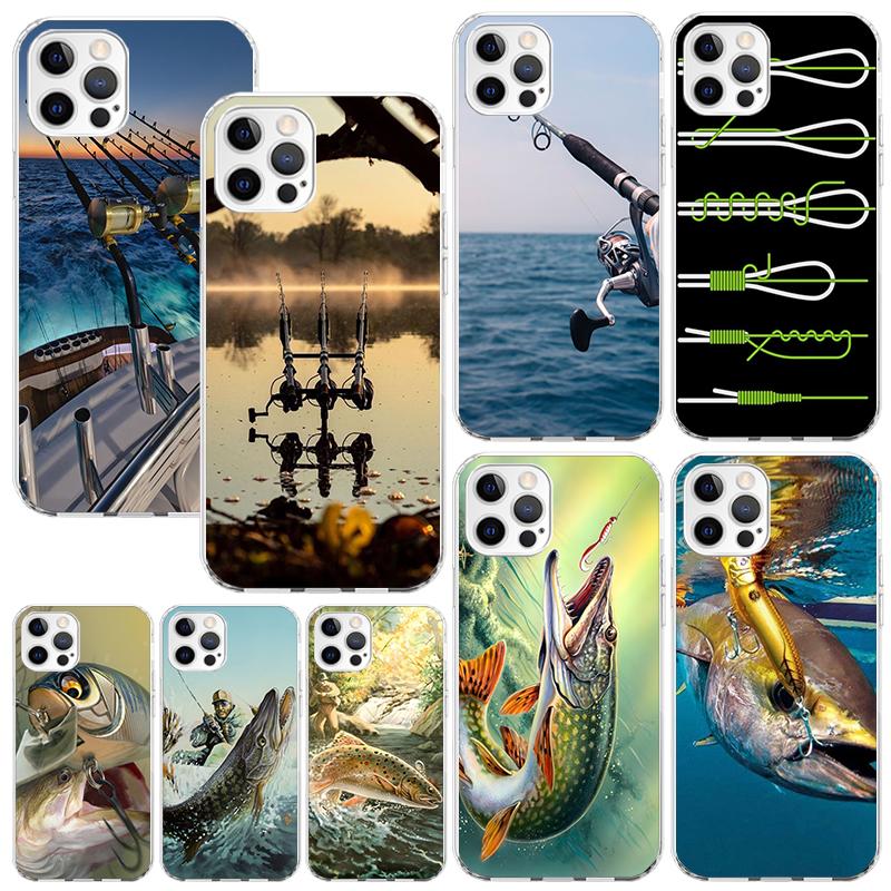 Carp Fish Fishing Rod Hook Phone Case For Iphone 17 Air 16 15 Plus 16E 14 Pro Max 13 Mini 12 11 7 8 SE Fundas Soft Back Cover 17