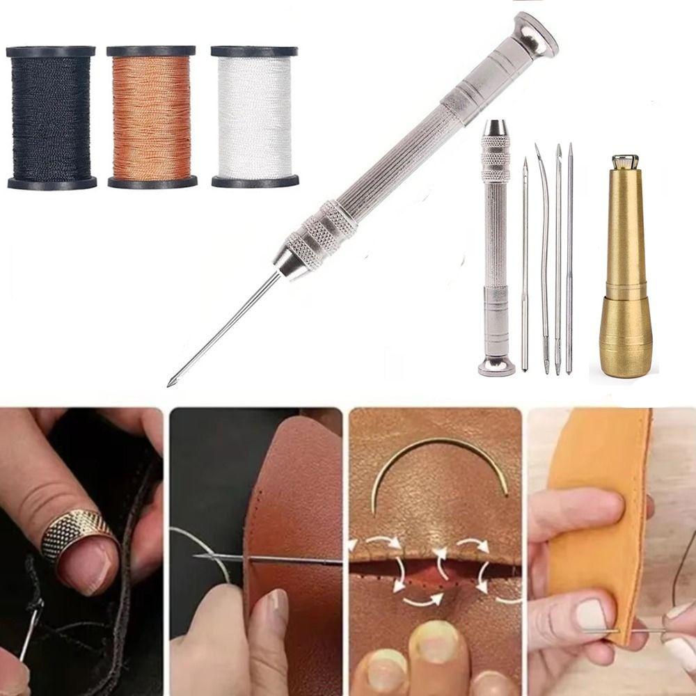 9 pcs/set Straight Hook Leather Sewing Kit Hand Quilting Needles Leather Repair Sewing Tool