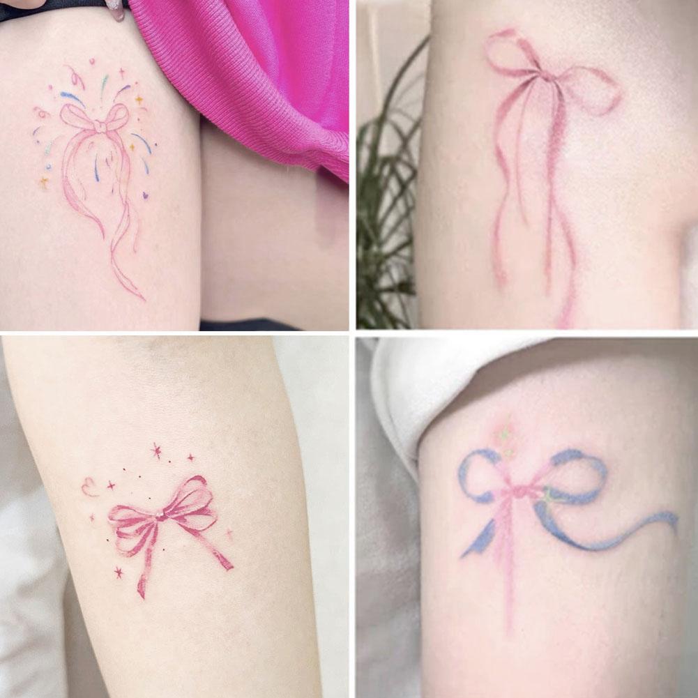 Pink Sweet Cool Hottie Style Bow Bow Crayon Coloring Ins Tattoo Stickers Cute Student Tattoo St Q0D5