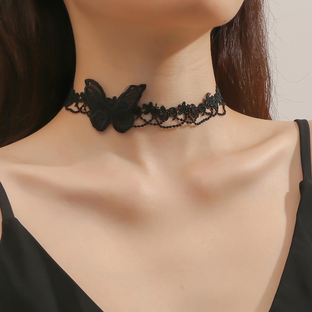 3 Pcs Vintage Butterfly Choker Necklace Goth Jewelry Adjustable Black Velvet Lace Collar Necklace Gift for Women Girls
