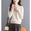 Lace integrated fleece bead sweater with women's new autumn and winter lace wood ear edge semi-turtleneck knitted sweater bottoming shirt