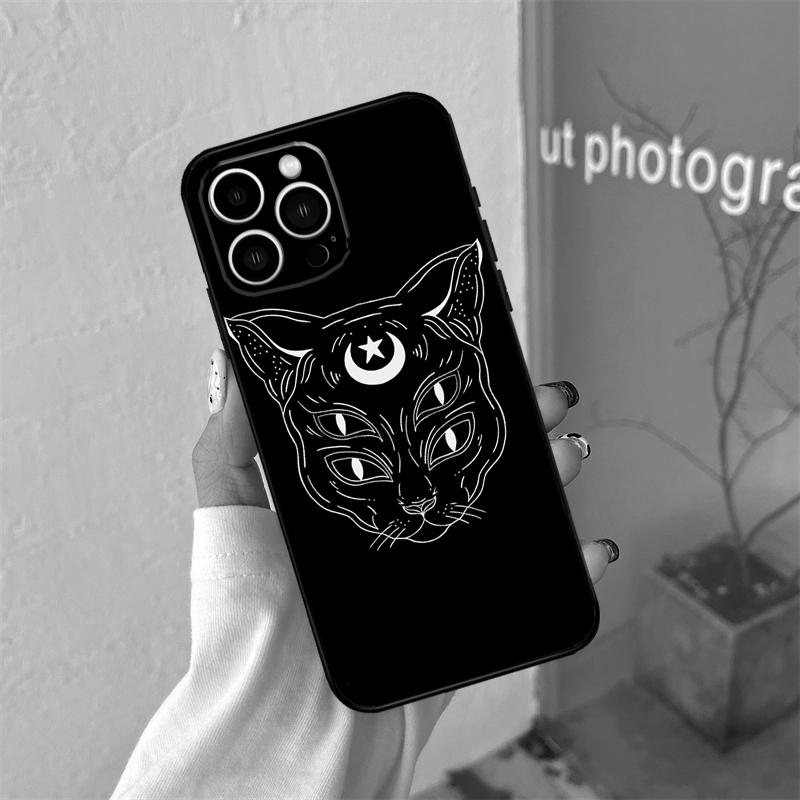 Moon Tarot Witch Cat Case For iPhone 16 15 11 12 13 14 Pro Max Plus XS X XR 12 13 Mini Back Cover