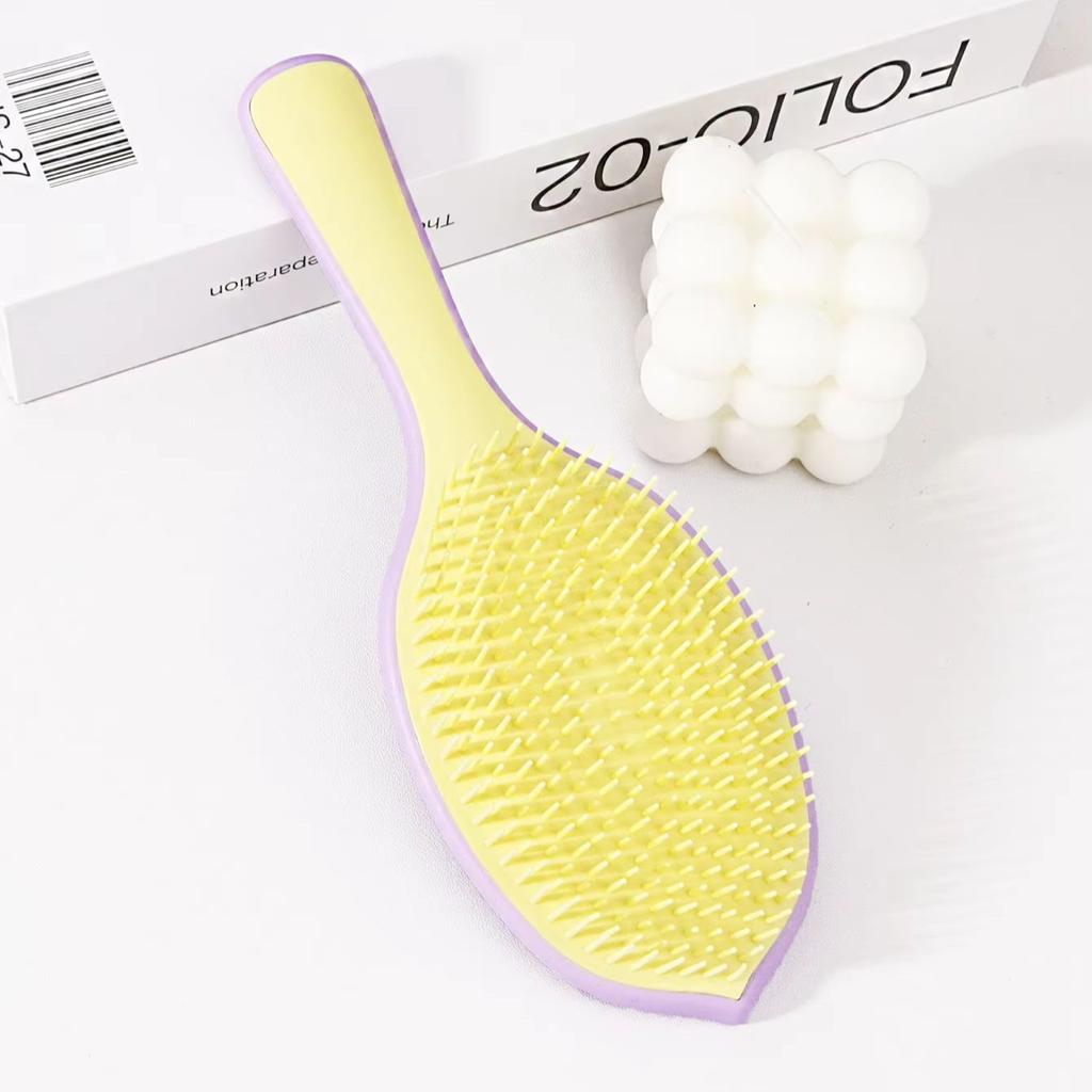 Fluffy leaf shaped hair brush, plastic bristles scalp massage comb, anti-static,reduces frizz, suitable for daily use