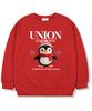 UNION GARMENTS Red Muffler Penguin Fleece-Lined Oversized Sweatshirt Red