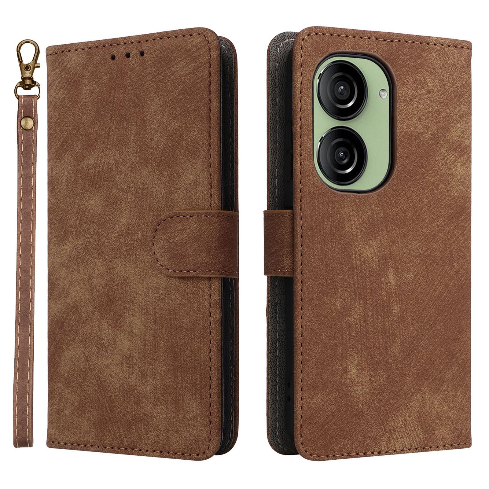 

Для Asus Zenfone 10 5G/Zenfone 9 5G Чехол для телефона Кошелек Подставка Магнитный PU Кожа RFID Блокирующая Обложка с ремешком Brown