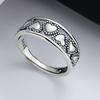 BF CLUB 925 Sterling Rings for Women Simple Geometric Handmade Irregular Retro Hollow Heart Ring Allergy For Birthday Gift