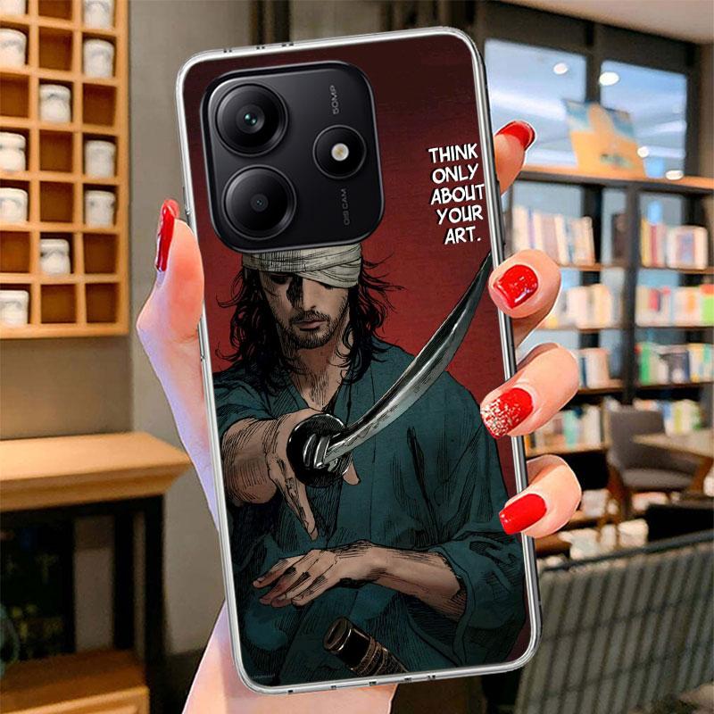 Anime Vagabond Samurai Phone Case For Xiaomi Redmi Note 15 14 13 12 11 10 Pro Plus 14S 12S 11S 11T 11E 10S Soft Fundas Shell Red
