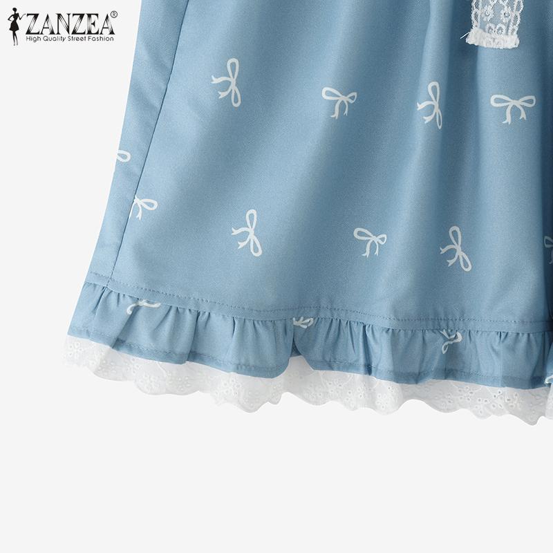 ZANZEA Women Casual Elastic Waist Loose Summer Print Shorts