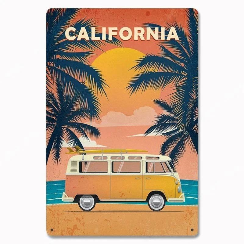 Vintage Metal Tin Signs Poster Hawaii Beach Party Poster Surfing Paradise for Beach Bar Cafe Club Home Room Wall Decor