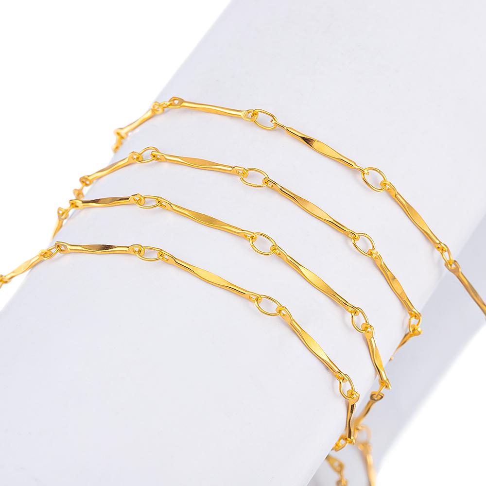 5M 2M 1M KC Gold Color Stick Line Basic Link Chain Bracelet Necklace Copper Chains Cloth Decorative Chain for DIY Jewelry Making