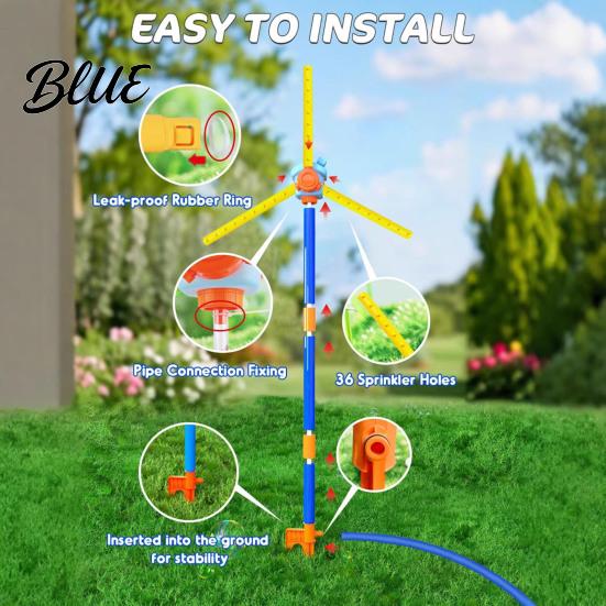 Garden Water Sprinkler 55" Windmill for Kids 360 Degree Spinning Splash Toy with 3 Blades Outdoor Backyard Summer Game Boys Girls Dogs Watering Quick