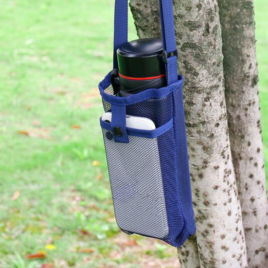 2Pcs Water Bottle Bag Lightweight Portable Double Pocket Design Water Bottle Holder with Strap for Hiking Travel Gym