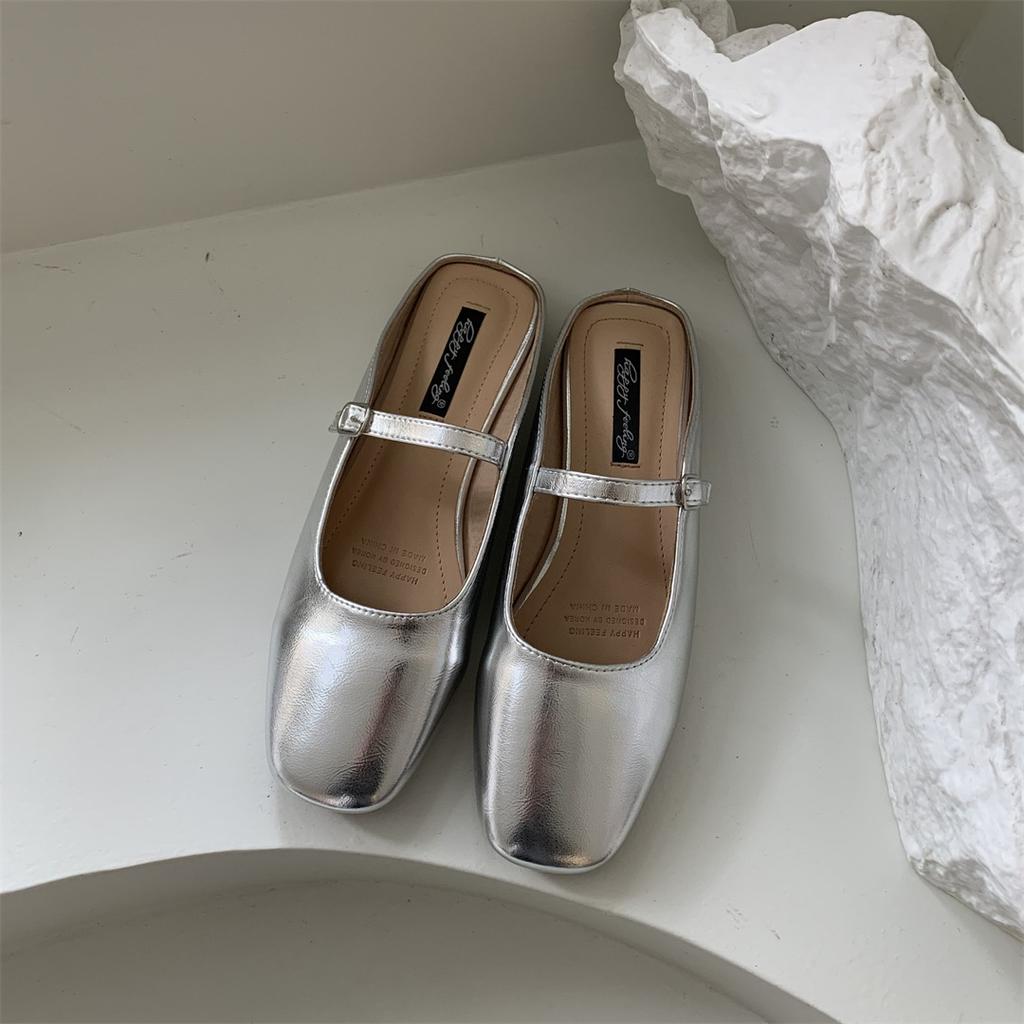 Fashion Flats Shoes Women Design Women's Mules Heel Summer Elegant Pointed Toe Slippers Ladies Casual Outdoor Candy Colors Slides