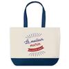 Tote Bag - PLANETEE - Large Shopping Bag - Navy Blue Bottom - Cotton 40x45 Cm - Made In France