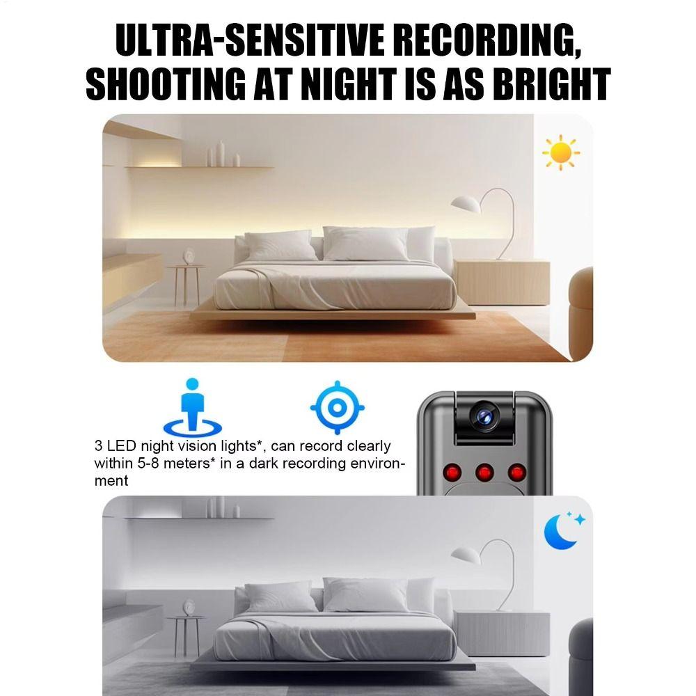 180 Rotating Small Digital Video Recorder Night Vision Portable Motion Camera  Remote Monitoring