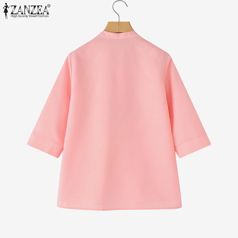 ZANZEA Women Floral Print Casual 3/4 Sleeve Blouse