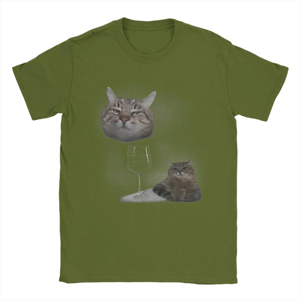 Funny Cat And Wine Art Cats Drinking Oddly Specific Meme Men's T Shirt  Tees Short Sleeve Crew Neck T-Shirts New Arrival Tops