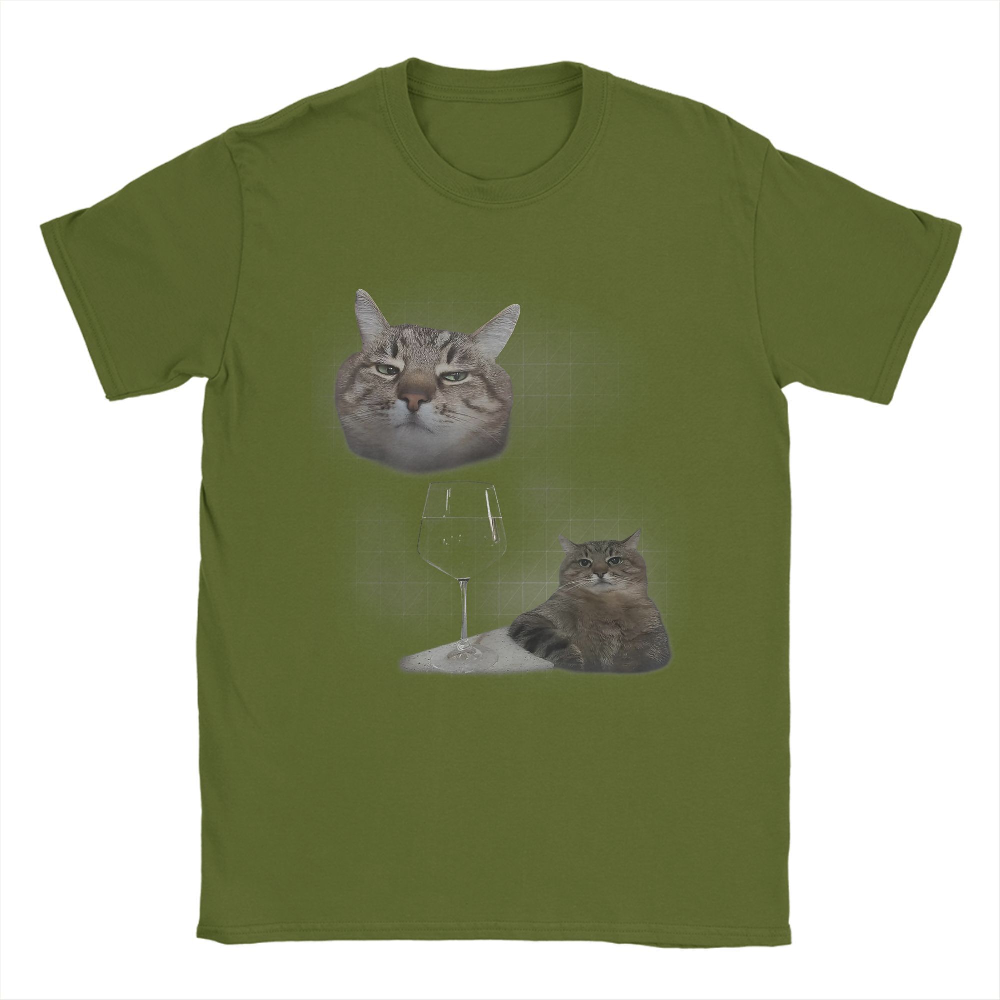 Funny Cat And Wine Art Cats Drinking Oddly Specific Meme Men s T Shirt  Tees Short Sleeve Crew Neck T-Shirts New Arrival Tops 4XL