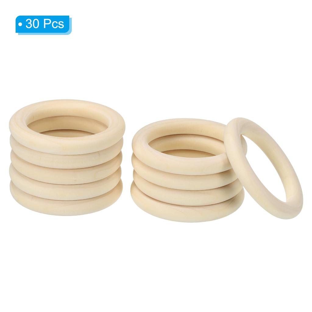 PATIKIL 70mm Wooden Rings for Pack of 30 Natural Wooden Unfinished Wooden Loop Circles for Pendant Jewelry Making Macrame DIY Crafts Crafts, Rings,