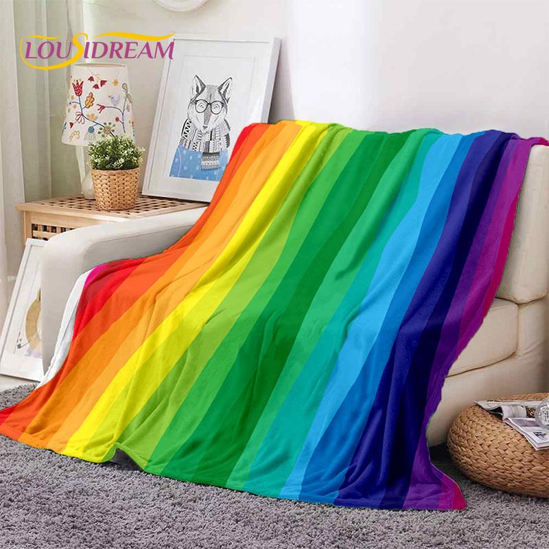 Rainbow Colour Illusion Cartoon Soft Flannel Blankets,Throw Blanket Comfortable Blanket for Picnic Beds Sofa Home Bedroom Gifts