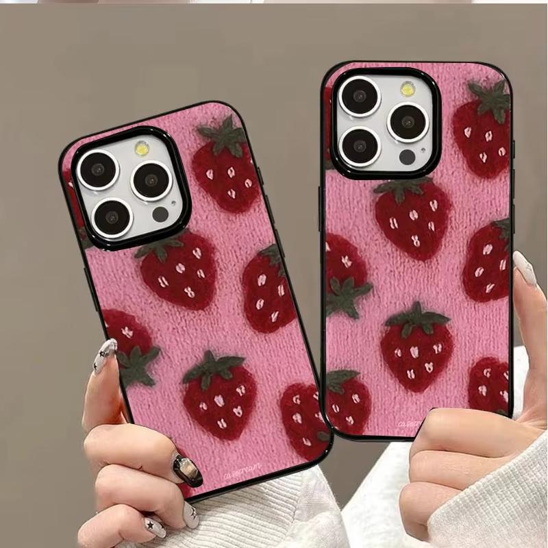 Adorable Korean-Style Strawberry Phone Case for Samsung Galaxy A56 A55 A36 A35 A26 A25 A15 5G A24 A23 A22 A52 A71 A72 4G Cover