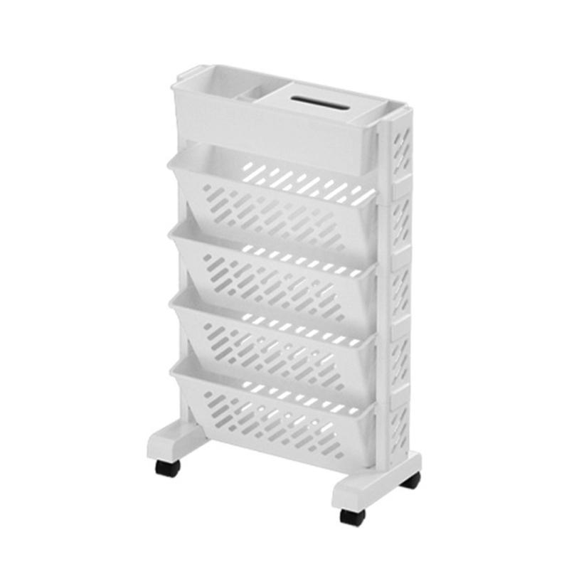 

Versatile Use Bookcase Storage Rack Elegant Storag Stand with Compartments in White Perfect for Living Room or Study