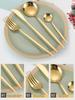 24Pcs Gold Tableware Sets Stainless Steel Cutlery Knife Tea Fork Coffee Spoon Flatware Dishwasher Safe Dinner Kitchen Dinnerware