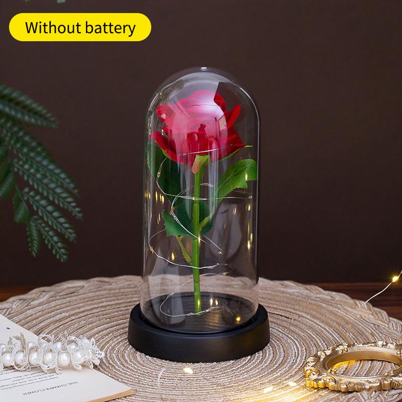 Wedding Birthday Valentine Day Present Eternal Rose Flower Vivid Luminous Ornament For Women Mom Girlfriend Wife Household Decoration