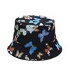 Butterfly Print Fisherman Hat Summer Cotton Double-sided Outdoor Bucket Sun Cap