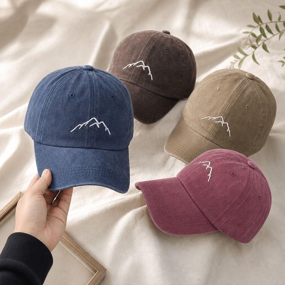 Washed Cotton Baseball Caps Mountain Embroidery Sunscreen Hats Unisex Trucker Hat  Summer