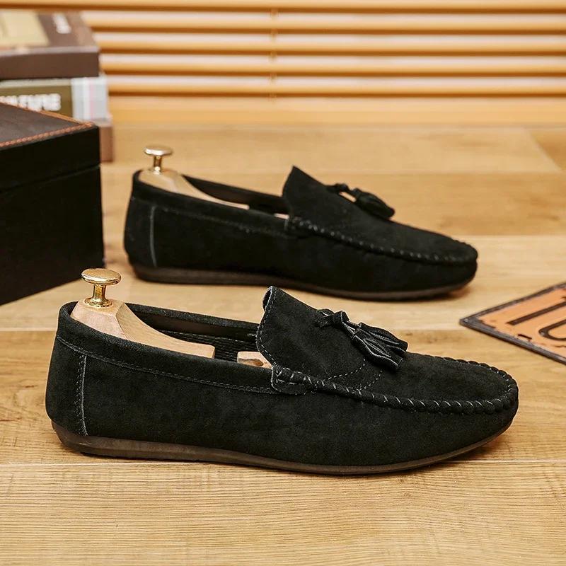 Fashion Suede Men Casual Shoes Luxury Brand Mens Loafers Comfort Breathable Slip-on Leather Driving Shoes Lazy Shoes Moccasins