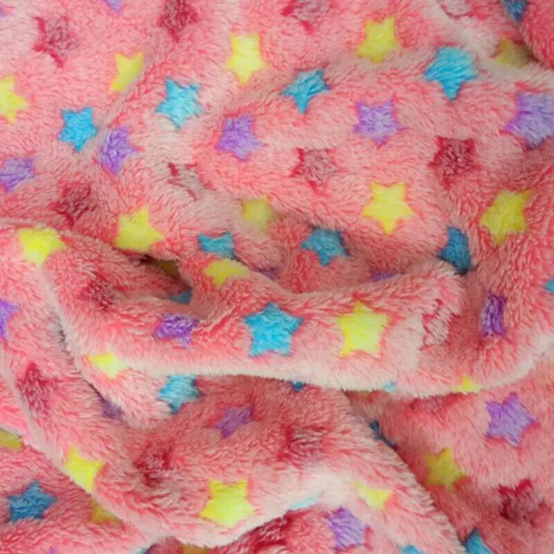 160x100cm Flannel Fleece DIY Fabric Double Side Soft Star Printed Plush Blanket Jacquard Printing Colorful Star Home Material
