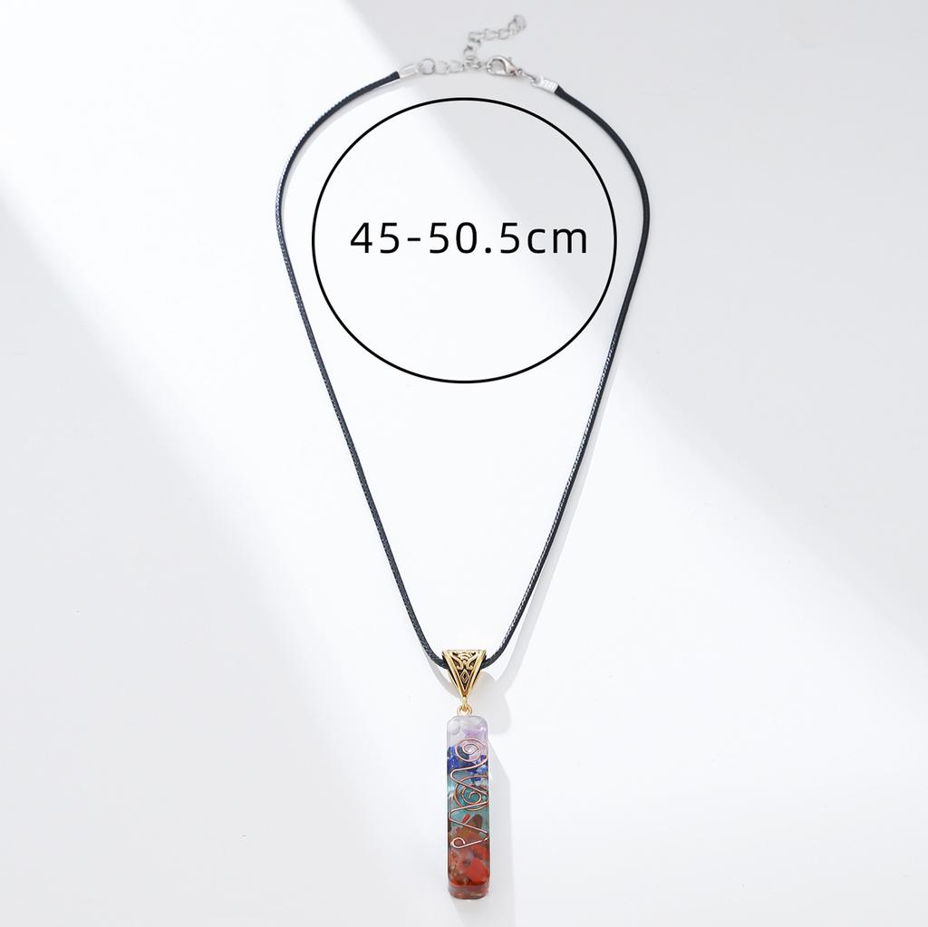New colorful stone necklace, simple natural stone pendant chain, unisex and versatile item decoration