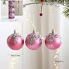 3Pcs Pink Christmas Balls Ornaments 8cm Glitter Pearl Baubles for Christmas Tree Elegant Decoration Apartment New Year Winter