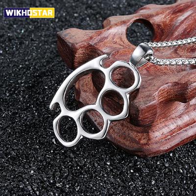 Collier Pendentif Doigtier Personnalité Pour Hommes Femmes Style Hip Hop Acier Inoxydable Chaîne Boîte Tendance Accessoires de Cou Cadeau de Fête