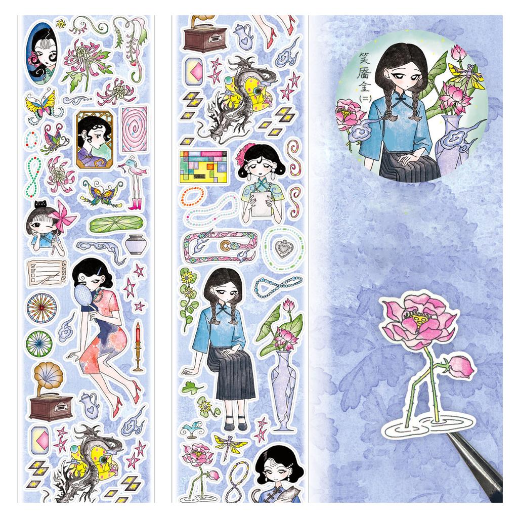 Oriental Ancient Stickers Rolls Funny DIY Craft Decorative Sticker for Phone DIY Crafts Scrapbook Art Journal