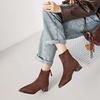 Coarse heel pointed short boots women's 2025 autumn new fashion versatile thin boots elastic suede high heel Martin boots