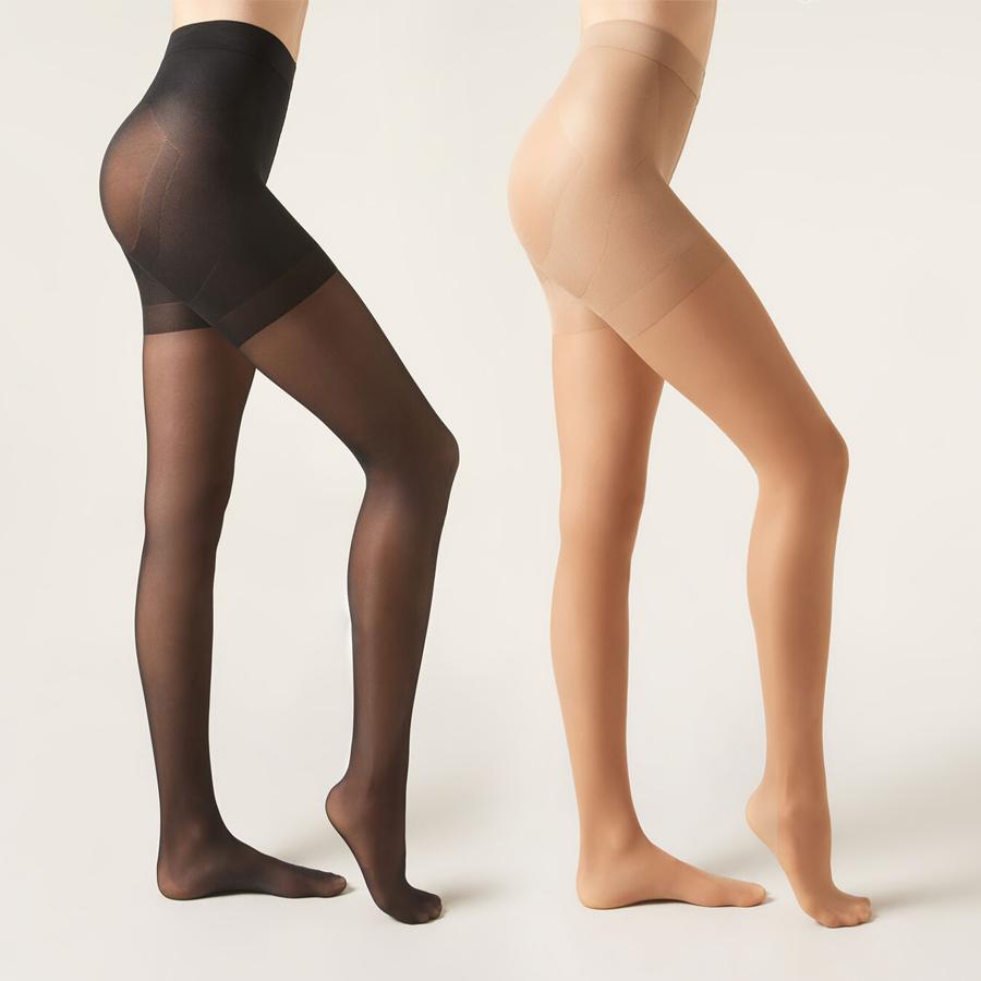 Collant Trasparenti 40D da Donna Primavera Estate Controllo Pancia Collant Sottili Elastici Sollevamento Glutei Calze Punta Rinforzata