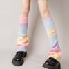 1 pair Y2K Rainbow Gradient Color Leg Warmers Thickened Warm Knitting Socks Lengthened Leg Covers JK