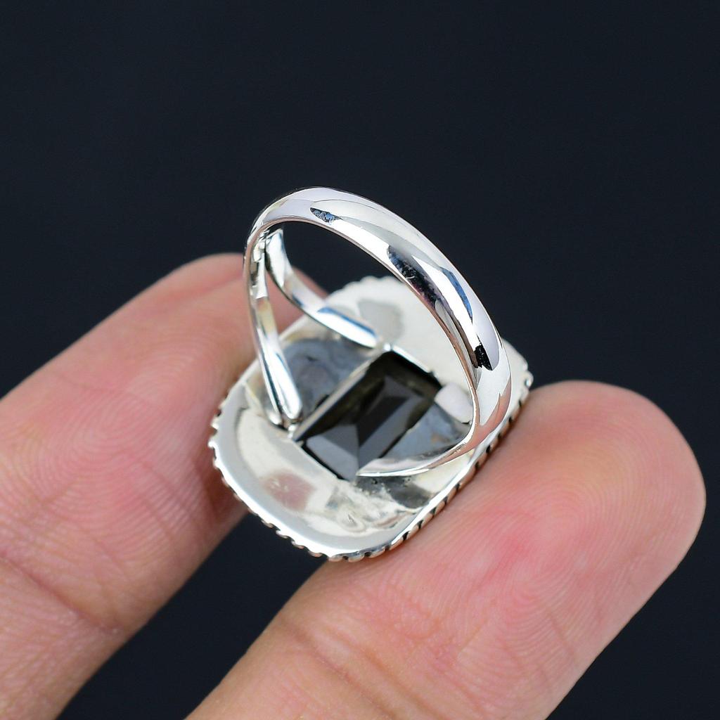 Natural Smoky Quartz 925 Sterling Silver Split Shank Handmade Ring For Women & Girls