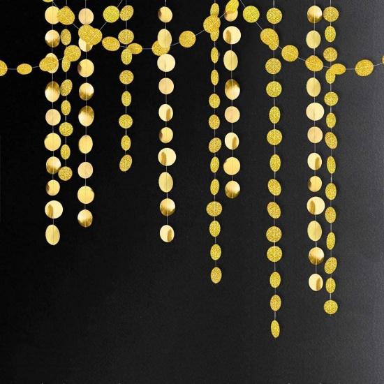 Cheerland Gold Circle Garland Gold Party Decorations Hanging Dot Banner Streamer Backdrop Decor Wedding Birthday Bday Bridal Baby Shower Bachelorette